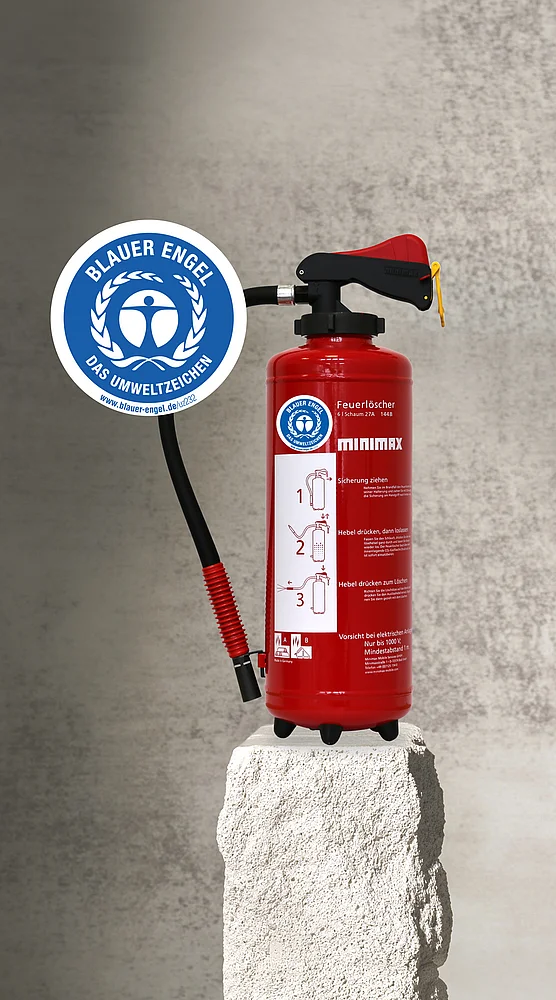 Minimax bringt die ersten Schaumfeuerlöscher mit dem Umweltzeichen "Blauer Engel" auf den Markt