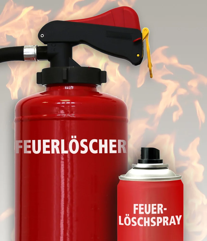 Feuerlöscher und Feuerlöschsprays unterscheiden sich in Löschleistung, Wurfweite, Funktionsdauer und vielem mehr