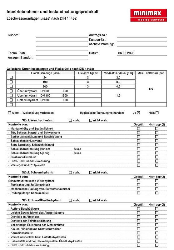 Wartung gemäß Norm und Herstellervorschriften