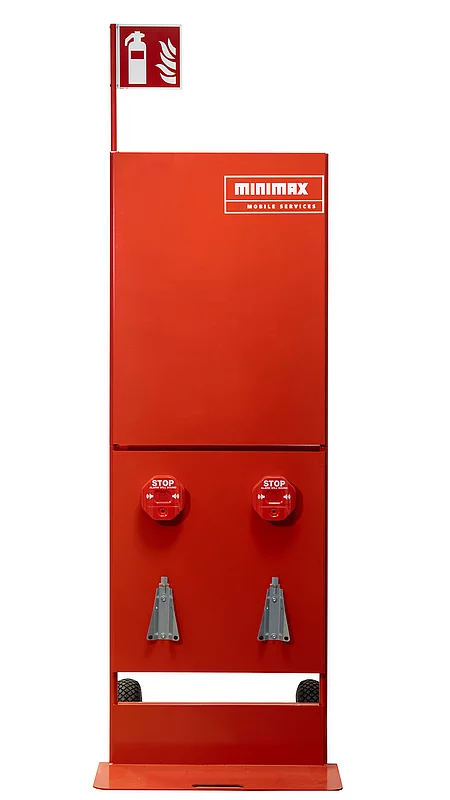 Unteres Stationsteil, oberes Stationsteil und Feuerlöscher-Fahnenschild