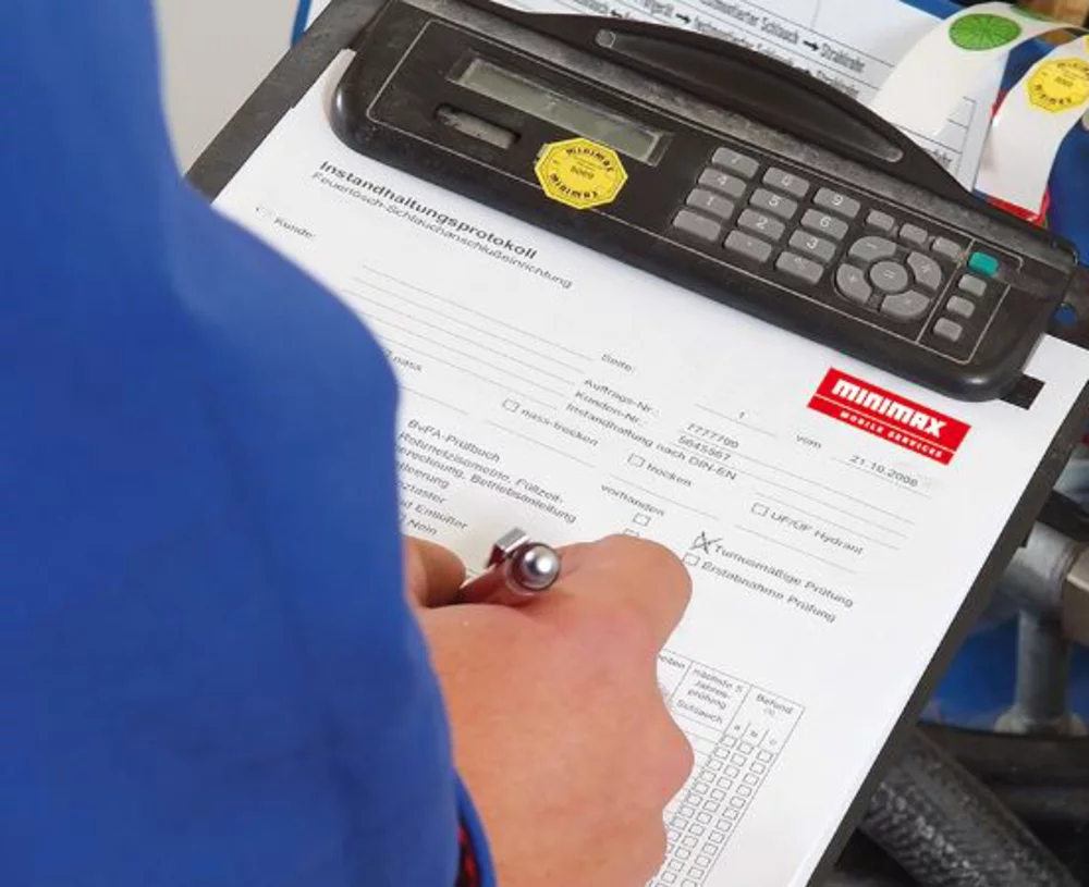 Dokumentation der Prüfung und Wartung von Wandhydranten/Löschwasseranlagen